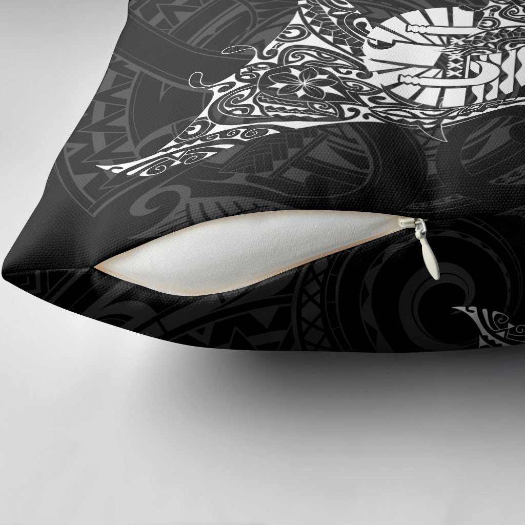 French Polynesia Manta Ray Tattoo Pillow Cover Tahiti Hahalua Turtle Shark Black Color LT14 - Polynesian Pride