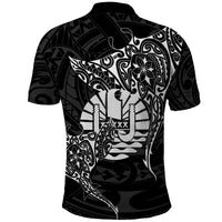 French Polynesia Manta Ray Tattoo Polo Shirt Tahiti Hahalua Turtle Shark Black Color LT14 - Polynesian Pride