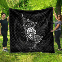 French Polynesia Manta Ray Tattoo Quilt Tahiti Hahalua Turtle Shark Black Color LT14 - Polynesian Pride