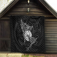 French Polynesia Manta Ray Tattoo Quilt Tahiti Hahalua Turtle Shark Black Color LT14 - Polynesian Pride