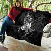French Polynesia Manta Ray Tattoo Quilt Tahiti Hahalua Turtle Shark Black Color LT14 - Polynesian Pride