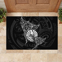 French Polynesia Manta Ray Tattoo Rubber Doormat Tahiti Hahalua Turtle Shark Black Color LT14 Black - Polynesian Pride