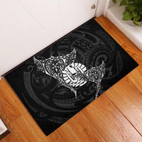 French Polynesia Manta Ray Tattoo Rubber Doormat Tahiti Hahalua Turtle Shark Black Color LT14 - Polynesian Pride