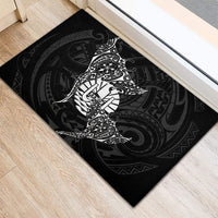 French Polynesia Manta Ray Tattoo Rubber Doormat Tahiti Hahalua Turtle Shark Black Color LT14 - Polynesian Pride