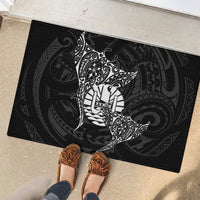 French Polynesia Manta Ray Tattoo Rubber Doormat Tahiti Hahalua Turtle Shark Black Color LT14 - Polynesian Pride
