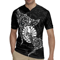 French Polynesia Manta Ray Tattoo Rugby Jersey Tahiti Hahalua Turtle Shark Black Color LT14 - Polynesian Pride