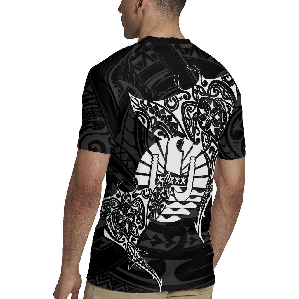 French Polynesia Manta Ray Tattoo Rugby Jersey Tahiti Hahalua Turtle Shark Black Color LT14 - Polynesian Pride