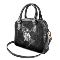 French Polynesia Manta Ray Tattoo Shoulder Handbag Tahiti Hahalua Turtle Shark Black Color