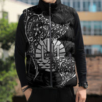 French Polynesia Manta Ray Tattoo Sleeveless Puffer Jacket Tahiti Hahalua Turtle Shark Black Color LT14 - Polynesian Pride