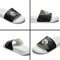 French Polynesia Manta Ray Tattoo Slide Sandals Tahiti Hahalua Turtle Shark Black Color LT14 - Polynesian Pride