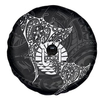 French Polynesia Manta Ray Tattoo Spare Tire Cover Tahiti Hahalua Turtle Shark Black Color LT14 - Polynesian Pride