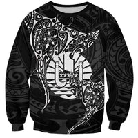 French Polynesia Manta Ray Tattoo Sweatshirt Tahiti Hahalua Turtle Shark Black Color LT14 Unisex Black - Polynesian Pride
