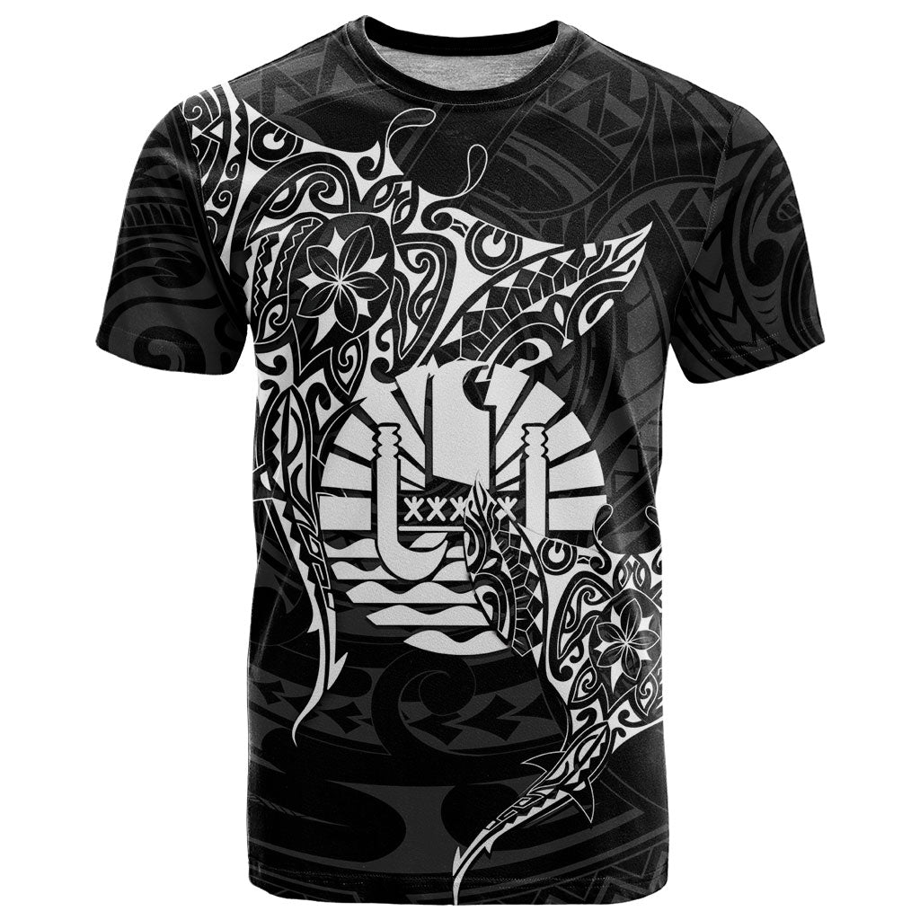 French Polynesia Manta Ray Tattoo T Shirt Tahiti Hahalua Turtle Shark Black Color LT14 Black - Polynesian Pride