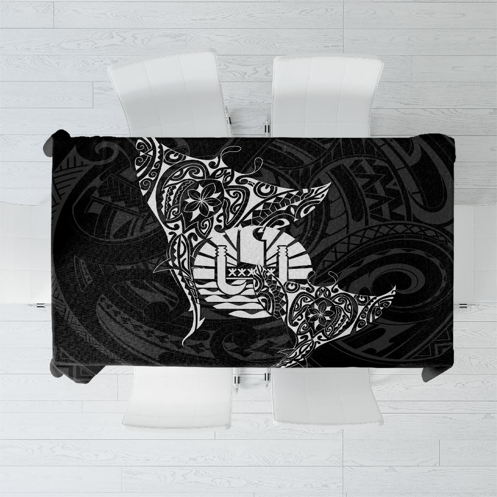 French Polynesia Manta Ray Tattoo Tablecloth Tahiti Hahalua Turtle Shark Black Color LT14 Black - Polynesian Pride