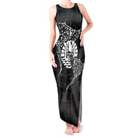 French Polynesia Manta Ray Tattoo Tank Maxi Dress Tahiti Hahalua Turtle Shark Black Color LT14 Women Black - Polynesian Pride