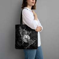 French Polynesia Manta Ray Tattoo Tote Bag Tahiti Hahalua Turtle Shark Black Color LT14 - Polynesian Pride