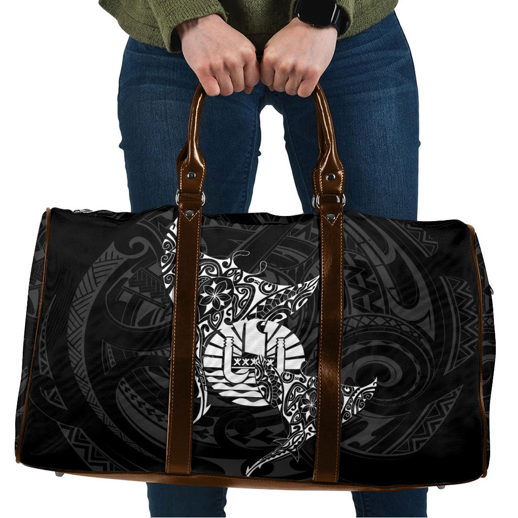 French Polynesia Manta Ray Tattoo Travel Bag Tahiti Hahalua Turtle Shark Black Color LT14 Black - Polynesian Pride