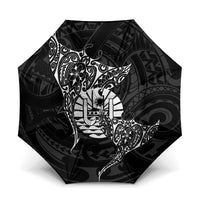 French Polynesia Manta Ray Tattoo Umbrella Tahiti Hahalua Turtle Shark Black Color LT14 One Size Folded 11.42 inch Opened Diameter 37.4 inch Black - Polynesian Pride