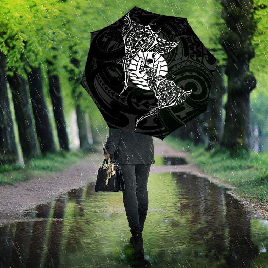 French Polynesia Manta Ray Tattoo Umbrella Tahiti Hahalua Turtle Shark Black Color LT14 - Polynesian Pride