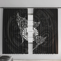 French Polynesia Manta Ray Tattoo Window Curtain Tahiti Hahalua Turtle Shark Black Color LT14 With Hooks Black - Polynesian Pride
