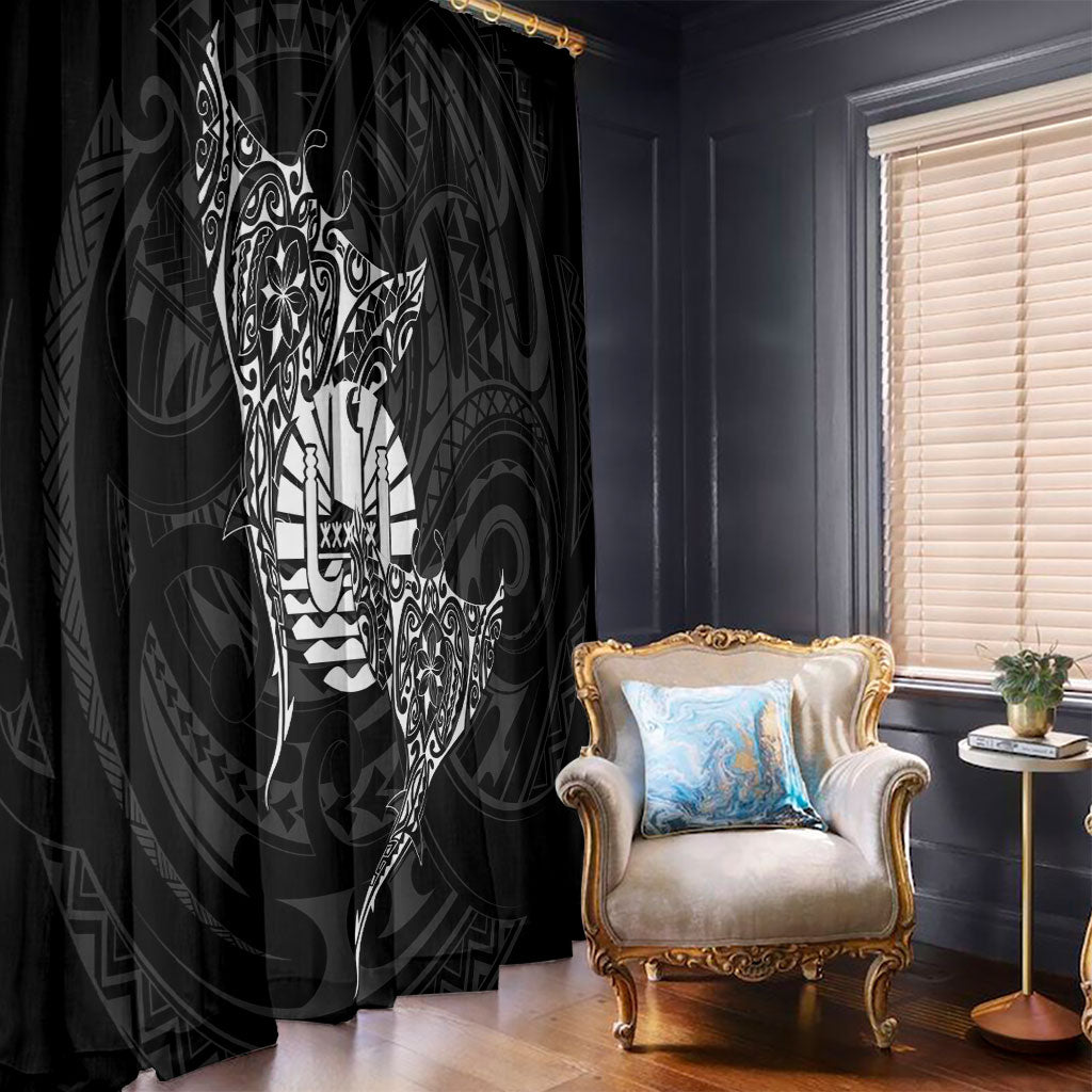 French Polynesia Manta Ray Tattoo Window Curtain Tahiti Hahalua Turtle Shark Black Color LT14 - Polynesian Pride