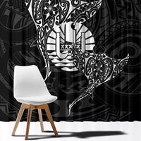 French Polynesia Manta Ray Tattoo Window Curtain Tahiti Hahalua Turtle Shark Black Color LT14 - Polynesian Pride