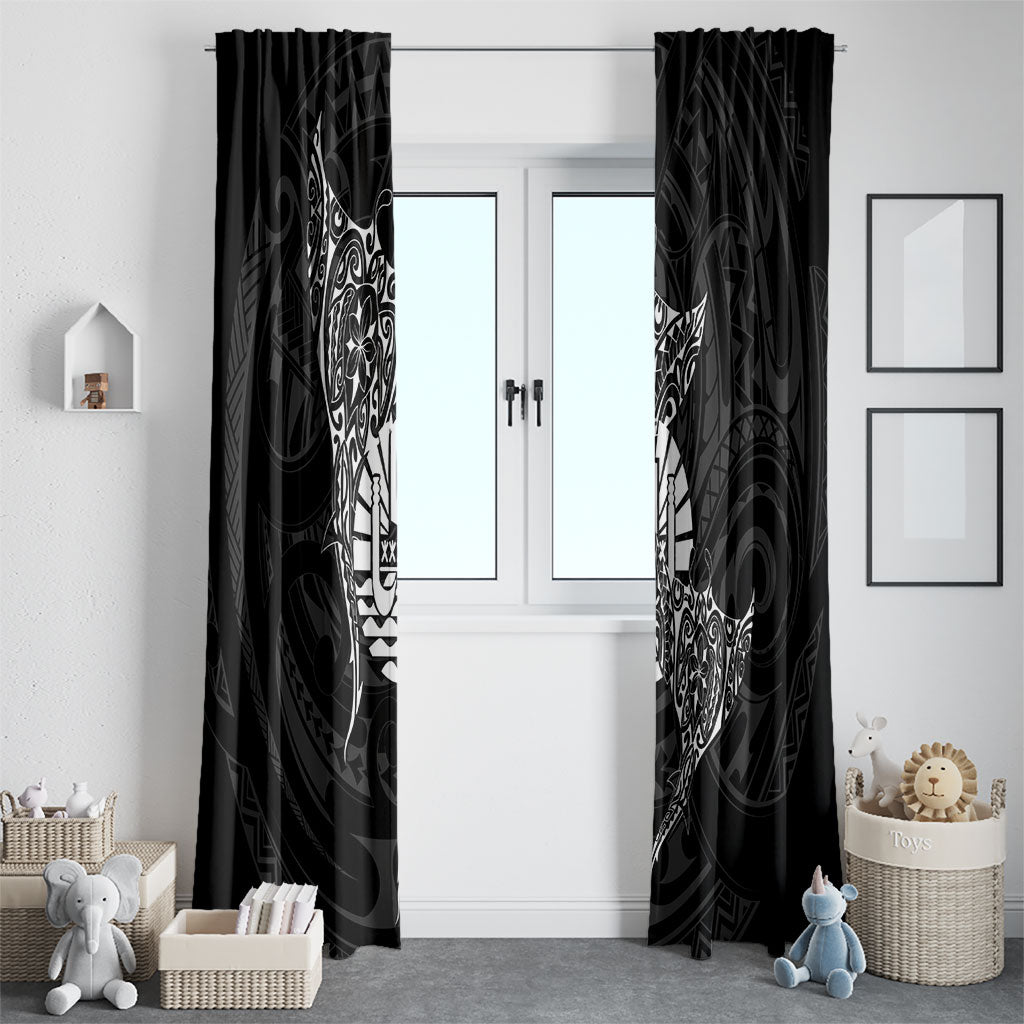 French Polynesia Manta Ray Tattoo Window Curtain Tahiti Hahalua Turtle Shark Black Color LT14 - Polynesian Pride