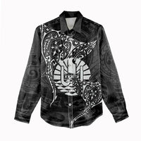 French Polynesia Manta Ray Tattoo Women Casual Shirt Tahiti Hahalua Turtle Shark Black Color