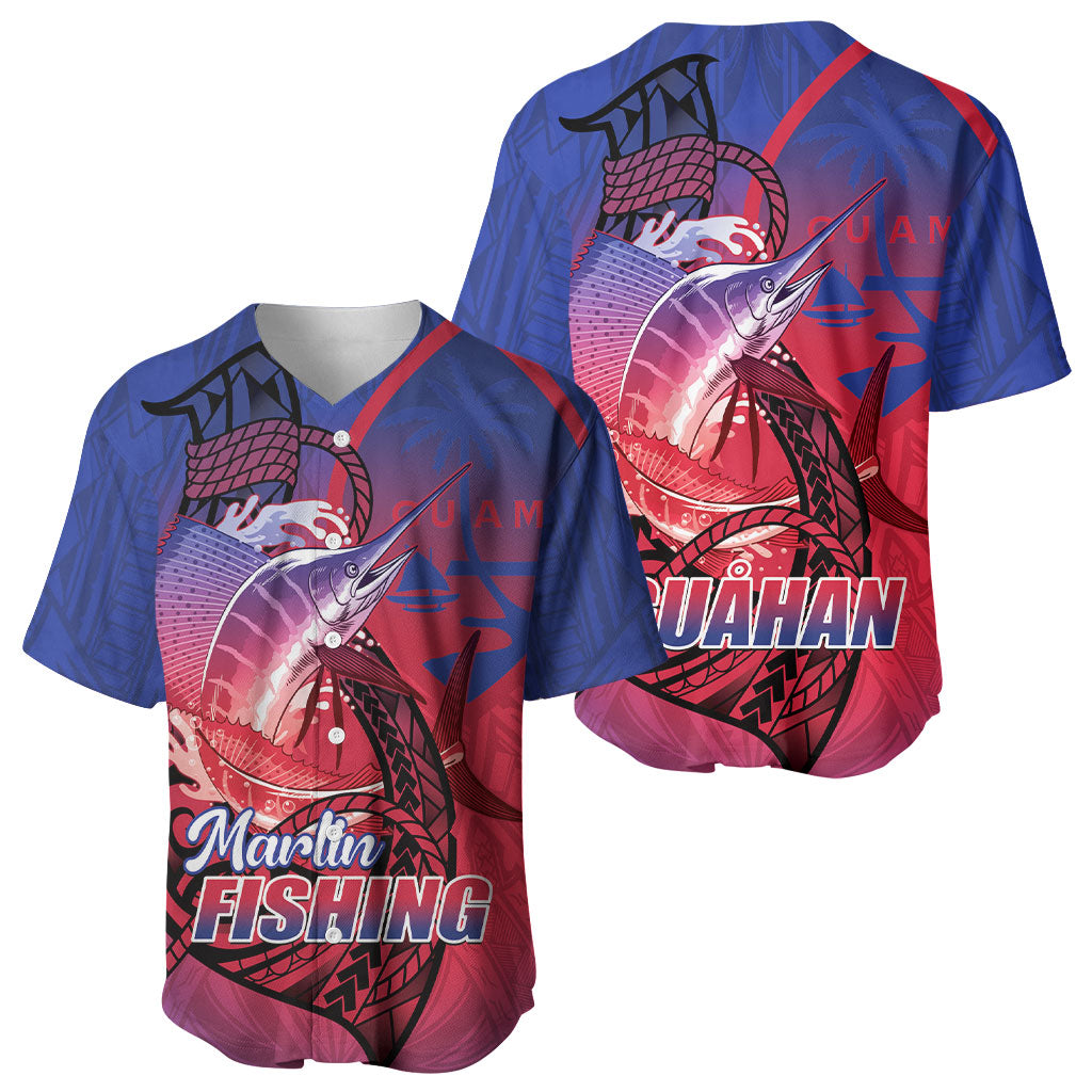 Guam Blue Marlin Fishing Baseball Jersey Guahan Fish Hook Tattoo LT14 - Polynesian Pride