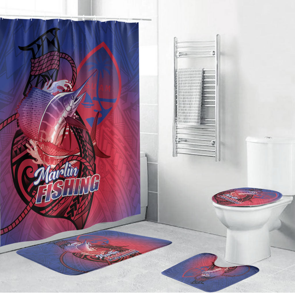Guam Blue Marlin Fishing Bathroom Set Guahan Fish Hook Tattoo