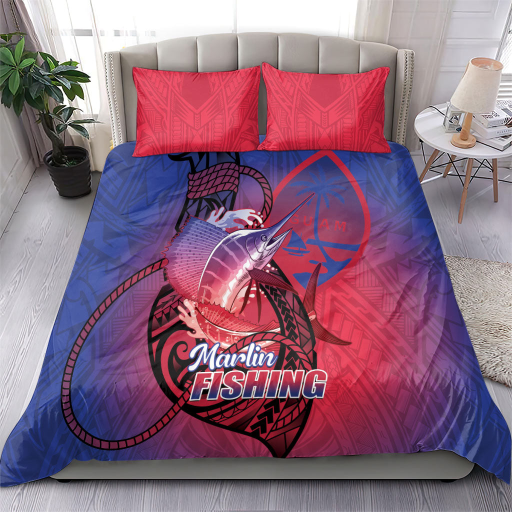Guam Blue Marlin Fishing Bedding Set Guahan Fish Hook Tattoo