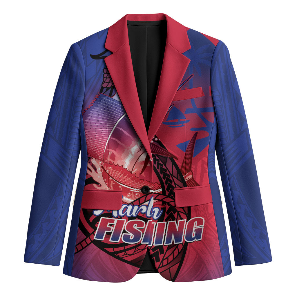 Guam Blue Marlin Fishing Blazer Guahan Fish Hook Tattoo LT14 Unisex Blue - Polynesian Pride