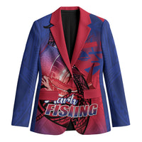 Guam Blue Marlin Fishing Blazer Guahan Fish Hook Tattoo LT14 Unisex Blue - Polynesian Pride