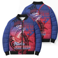 Guam Blue Marlin Fishing Bomber Puffer Jacket Guahan Fish Hook Tattoo LT14 - Polynesian Pride