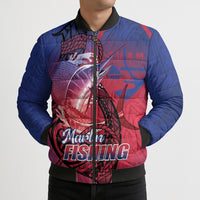 Guam Blue Marlin Fishing Bomber Puffer Jacket Guahan Fish Hook Tattoo LT14 - Polynesian Pride