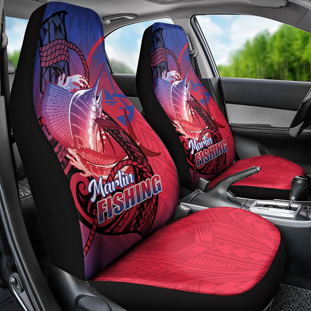 Guam Blue Marlin Fishing Car Seat Cover Guahan Fish Hook Tattoo LT14 - Polynesian Pride