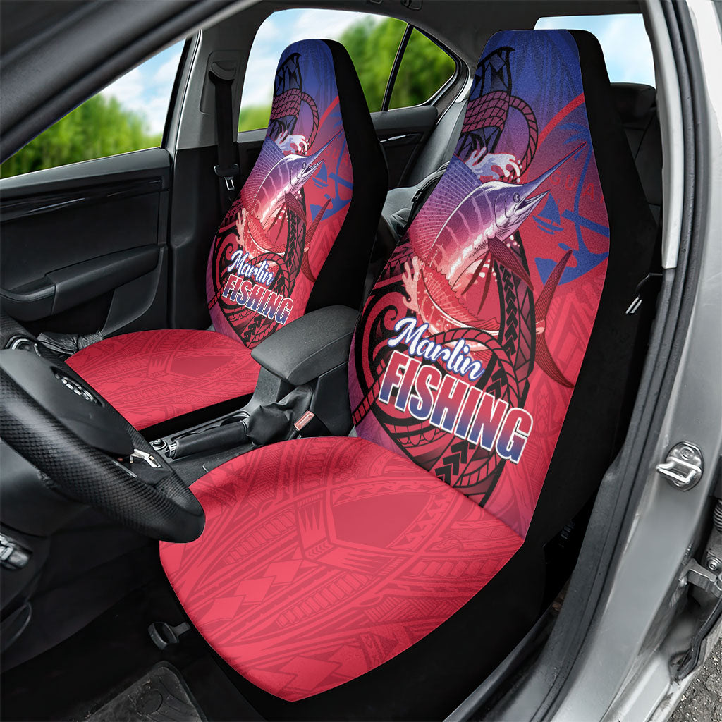 Guam Blue Marlin Fishing Car Seat Cover Guahan Fish Hook Tattoo LT14 - Polynesian Pride