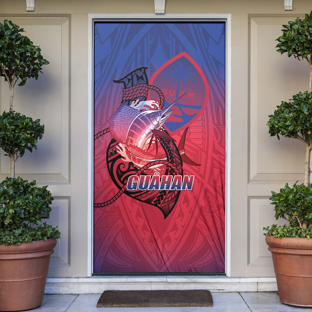 Guam Blue Marlin Fishing Door Cover Guahan Fish Hook Tattoo