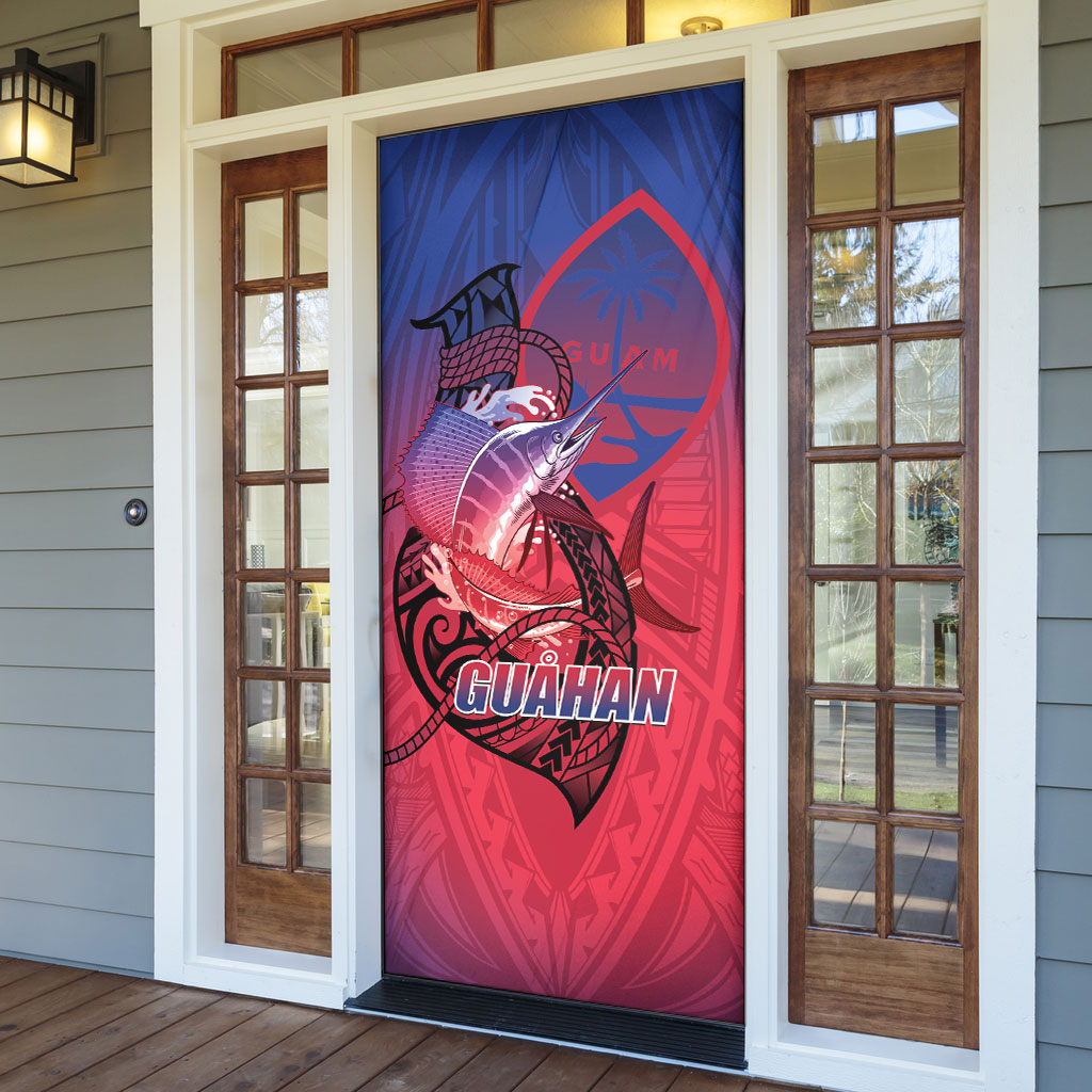 Guam Blue Marlin Fishing Door Cover Guahan Fish Hook Tattoo