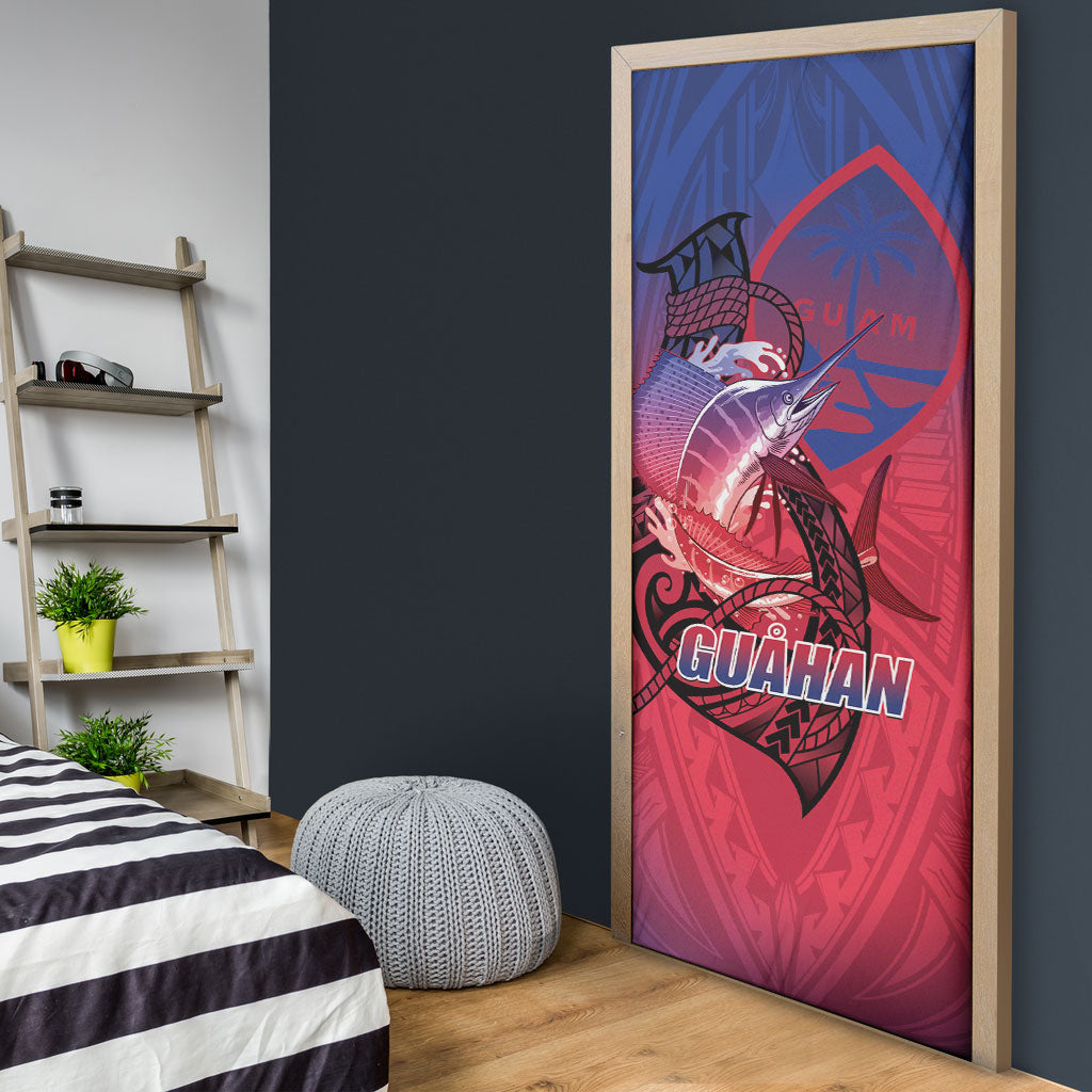 Guam Blue Marlin Fishing Door Cover Guahan Fish Hook Tattoo