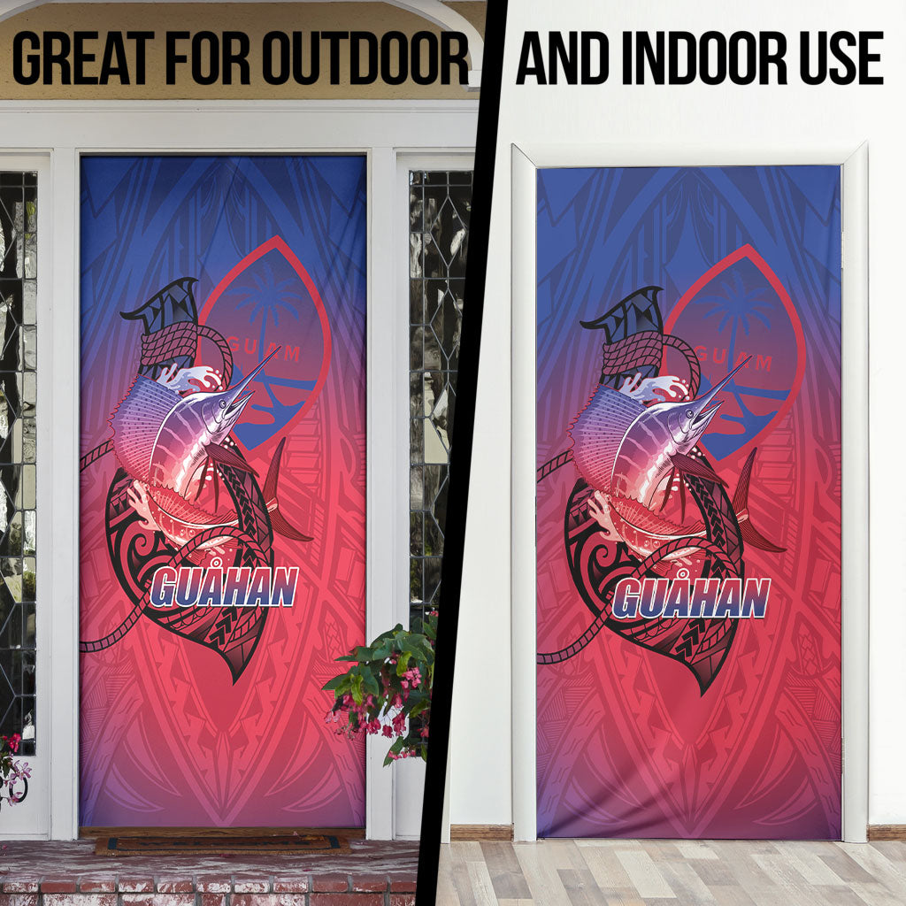 Guam Blue Marlin Fishing Door Cover Guahan Fish Hook Tattoo