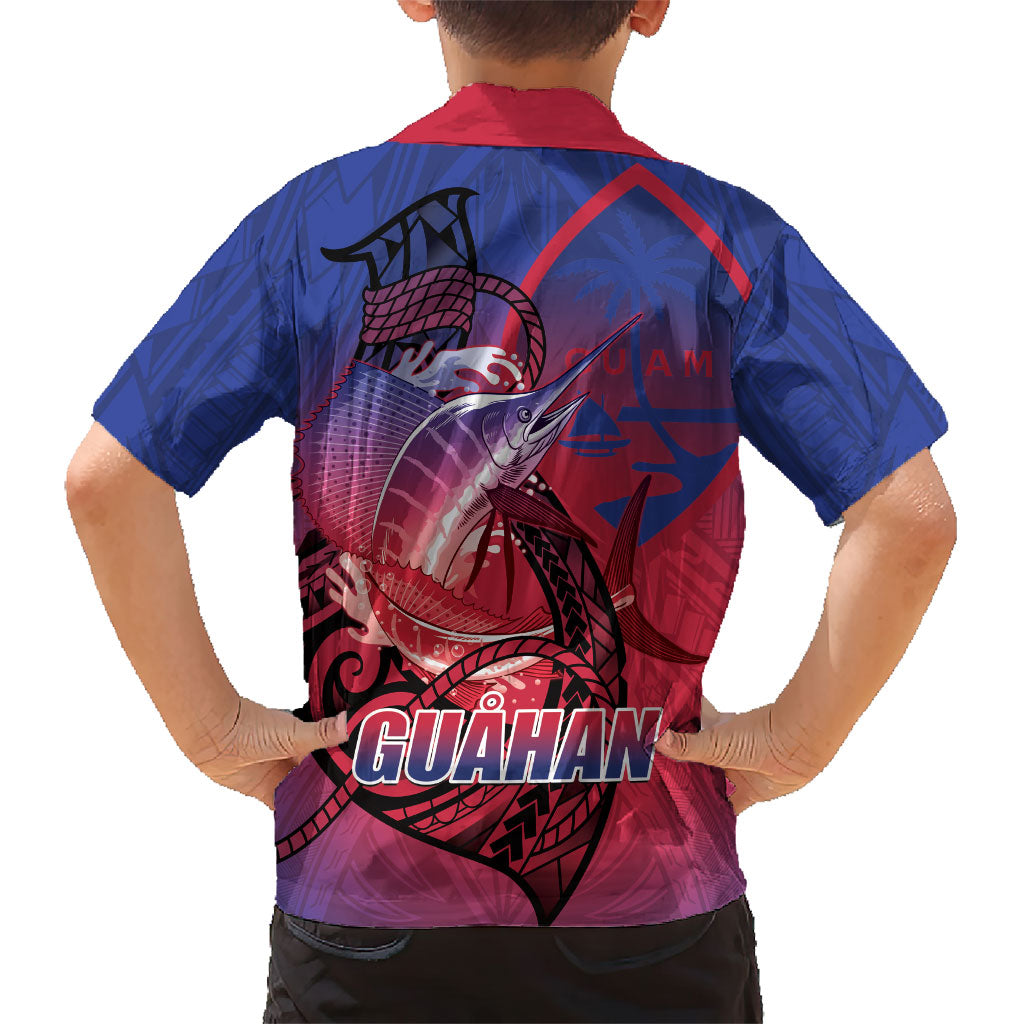 Guam Blue Marlin Fishing Family Matching Mermaid Dress and Hawaiian Shirt Guahan Fish Hook Tattoo