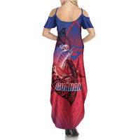Guam Blue Marlin Fishing Family Matching Summer Maxi Dress and Hawaiian Shirt Guahan Fish Hook Tattoo
