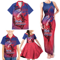 Guam Blue Marlin Fishing Family Matching Tank Maxi Dress and Hawaiian Shirt Guahan Fish Hook Tattoo