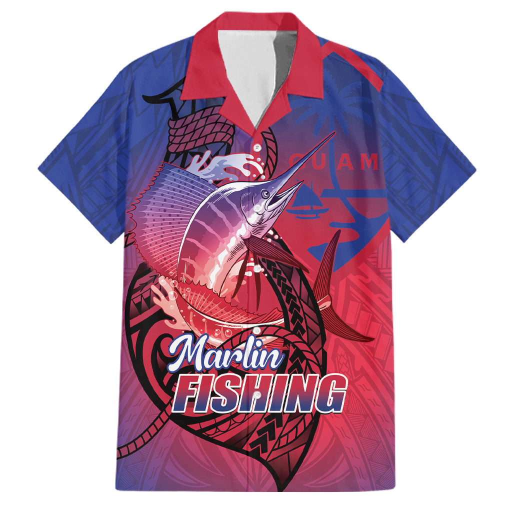 Guam Blue Marlin Fishing Family Matching Tank Maxi Dress and Hawaiian Shirt Guahan Fish Hook Tattoo