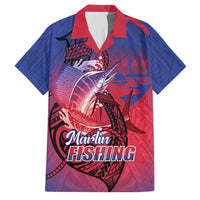 Guam Blue Marlin Fishing Family Matching Tank Maxi Dress and Hawaiian Shirt Guahan Fish Hook Tattoo