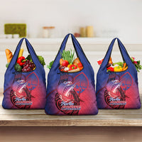 Guam Blue Marlin Fishing Grocery Bag Guahan Fish Hook Tattoo LT14 3-pack One Size Blue - Polynesian Pride