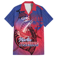 Guam Blue Marlin Fishing Hawaiian Shirt Guahan Fish Hook Tattoo LT14 Blue - Polynesian Pride