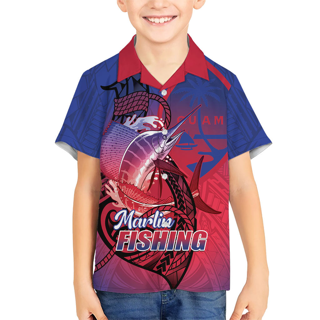 Guam Blue Marlin Fishing Hawaiian Shirt Guahan Fish Hook Tattoo LT14 - Polynesian Pride
