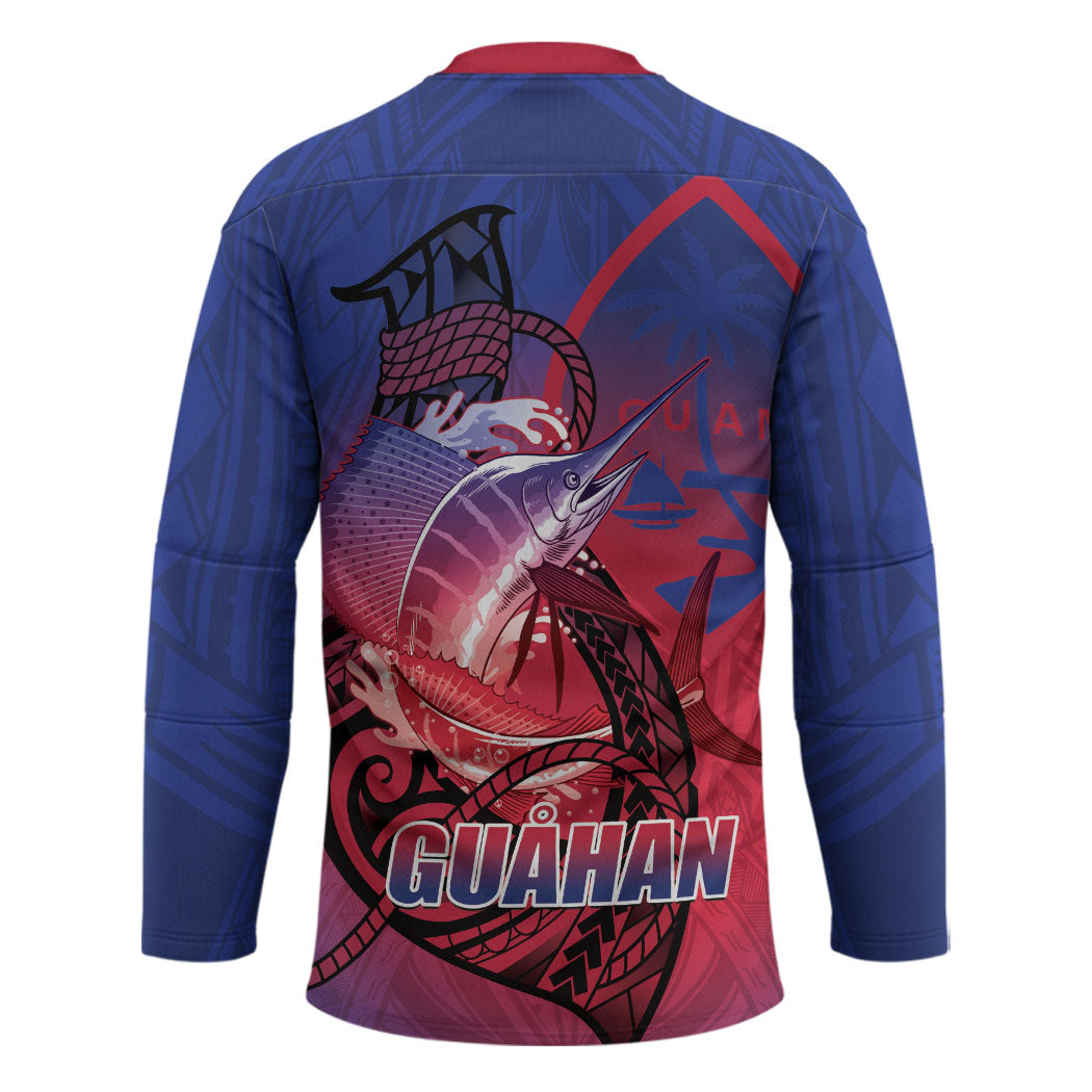 Guam Blue Marlin Fishing Hockey Jersey Guahan Fish Hook Tattoo LT14 - Polynesian Pride
